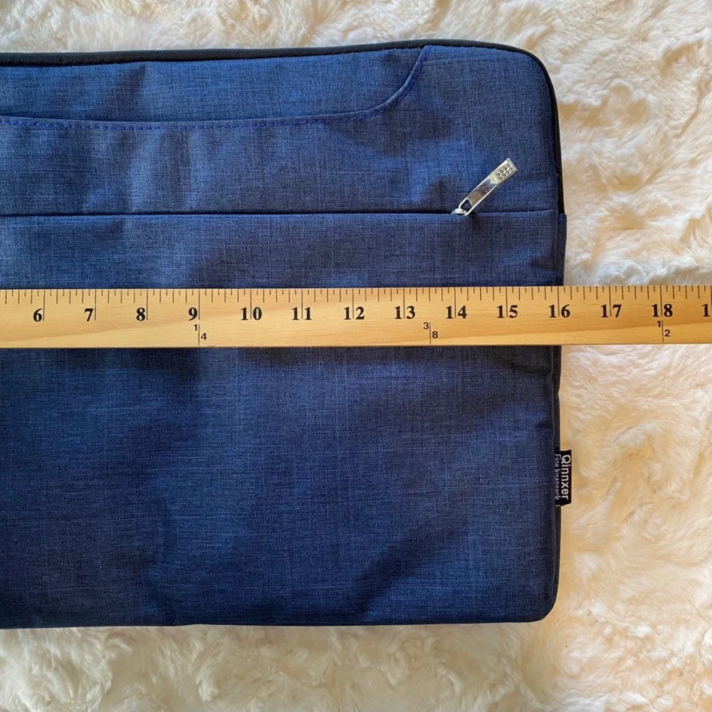 Qinnxer Laptop Messenger Bag Unisex Blue 16 inch Heathered Fleece Lined New